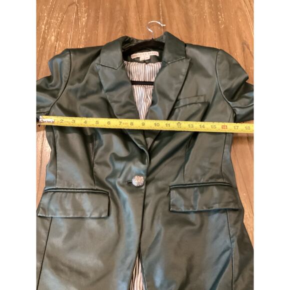 Veronica Beard Hollis Emerald Faux Vegan Leather Dickey Jacket Blazer Size 4 - Picture 6 of 12